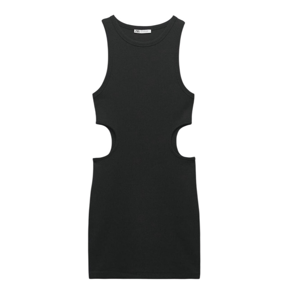 Zara Black Sleeveless Cut-Out Dress